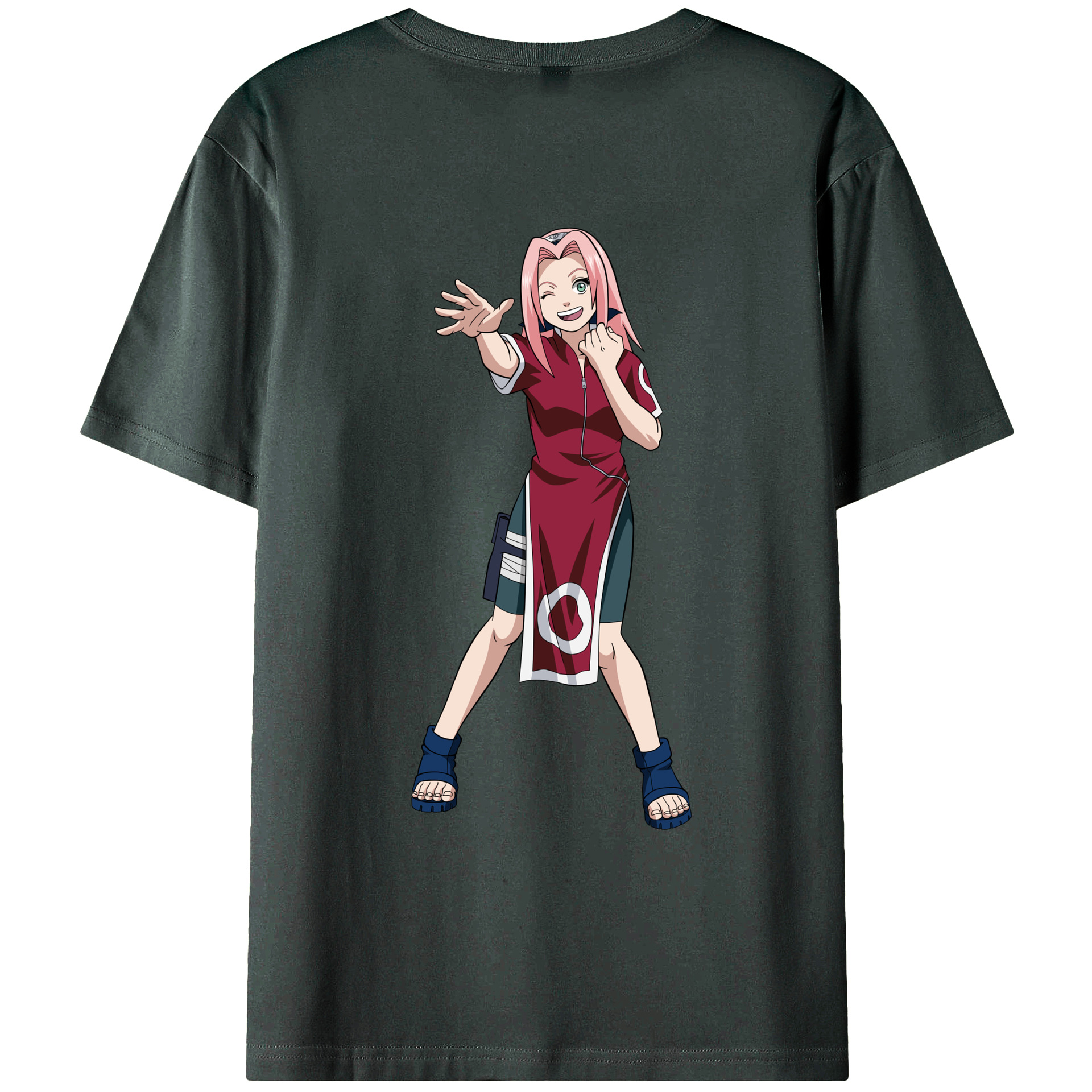 （画像用） NARUTO -ナルト- 春野サクラ Haruno Sakura 綿100％ メンズ半袖Tシャツ（バックプリント） 通気性